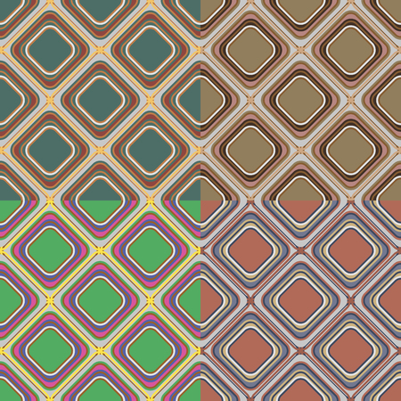 Set of seamless vector patterns in different colors with geometric elementsのイラスト素材