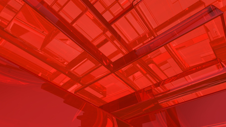 Abstract red highlights, 3D computer rendering a brilliant generation of glass surfaceの写真素材