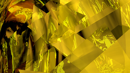 Abstract illustration of a yellow background with a textured glass transparent surface with highlights and reflections 3D computer renderingの写真素材
