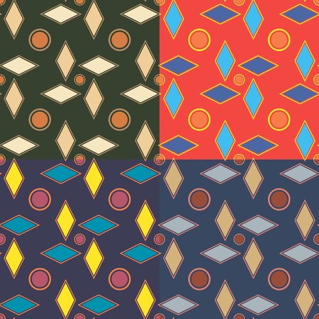 Set of geometric abstract seamless patterns in four colorsのイラスト素材