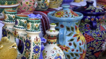 Products from clay handmade folk Ukrainian traditional production of dishesの写真素材