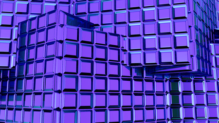 Abstract blue cubic geometric futuristic background 3d rendering computer simulationの写真素材