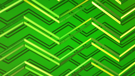 Abstract green highlights, 3D computer rendering a brilliant generation of glass surfaceの写真素材