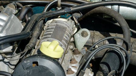 Engine and auxiliary equipment of an old retro car