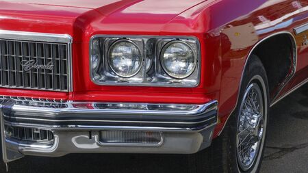 Fragment of the old passenger retro car at the car show in Kiev, Ukraine, September 30, 2018のeditorial素材