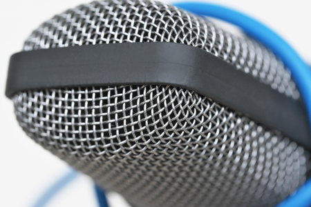 Condenser microphone for recording sound on a computer, tablet or other digital sound recorder close-up macroの写真素材