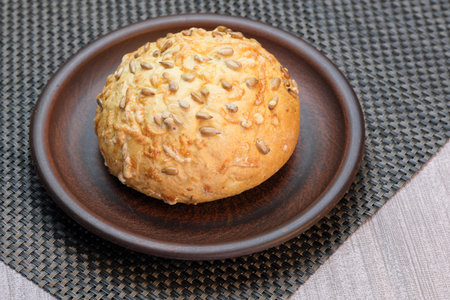 Homemade wheat bread  with   roasted seeds close-up