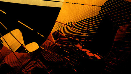 Abstract illustration on dark background generated in 3D computer space in futuristic style