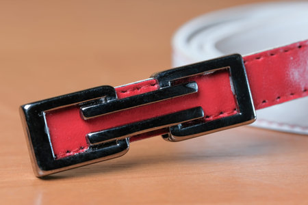 White red leather female belt fashion accessory close-up macro photography