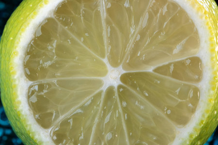Slice of sweet ripe kiwi close-up macro photography citrus background