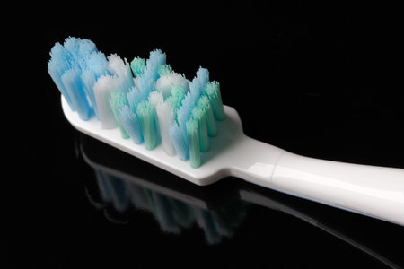 Textile textured background close-up macro photograph of a fragment of a male woolen sweater of large machine knittingの写真素材