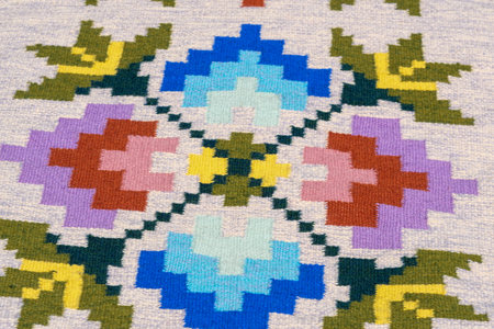 Homespun traditional rugs Ukrainian folk craft close up