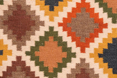 Homespun traditional rugs Ukrainian folk craft close upの写真素材