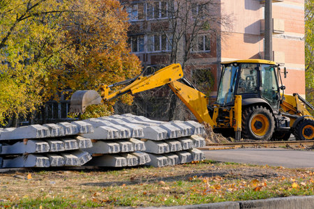 Replacement of old tram tracks in Kiev October 2021 for laying new rails