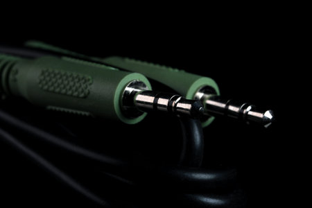 Computer connectors on a black background for the functioning of digital equipment and data...