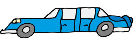 Blue big car cartoon freehand drawing on transparent backgroundの写真素材
