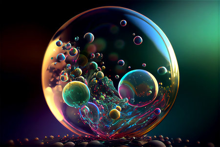 A colorful illustration of the theory of the plurality of universes in the form of bubbles cosmic...