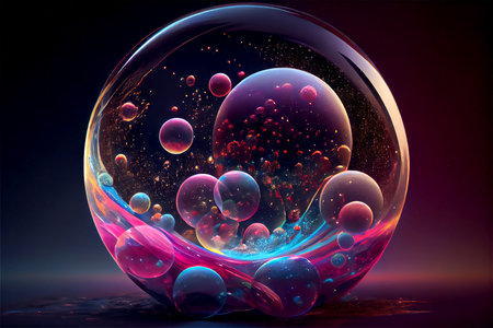 A colorful illustration of the theory of the plurality of universes in the form of bubbles cosmic...