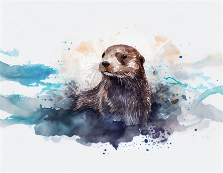 Image Watercolor drawing Sea Estate at sea. Generated by A.I.の素材