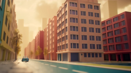 Landscape urban composition, modern escapism, plastic style, light background, AI generated illustrationの素材