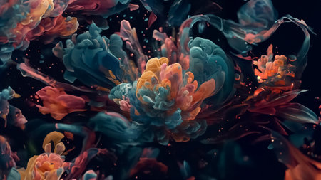 Abstract illustration banner in the style of three-dimensional oil painting in pastel retro colors. Created with AI.の素材