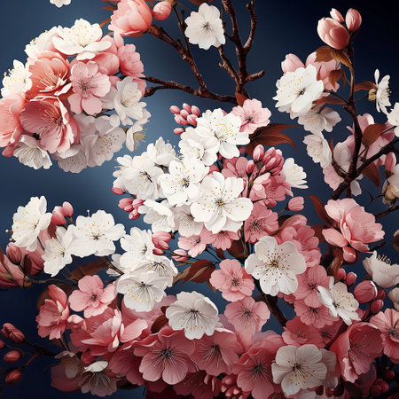 Bright contrast floral background picture in the style of vintage paintings, illustration. generated with AI.の素材