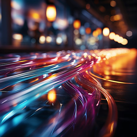 Beautiful bright multicolored banner with high speed lines, illustration of high speed vehicles. generated with AI.の素材