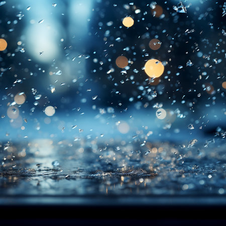 Minimal abstract background illustrative of winter holidays. Window and snowfall. Free space for copyright. Generated by AI.の素材