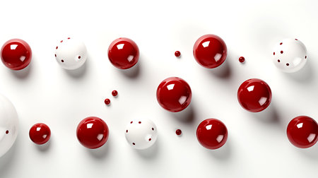 Abstract modern background for design. Red balls on white, 3D image. AI generated.の素材