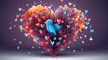 Illustration symbolic rainbow heart representation of free love and gender equality, lgbt. AI generated.の素材