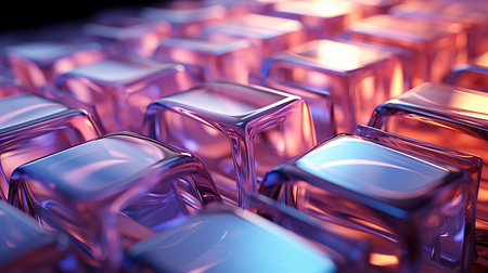 Modern conceptual color 3D background for design of visual projects, banner made of transparent cubes, generated by AIの素材