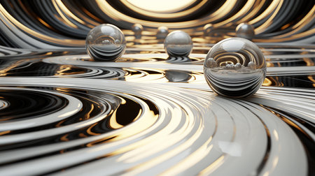 Modern conceptual color 3D background for design of visual projects, banner made of transparent balls, generated by AIの素材