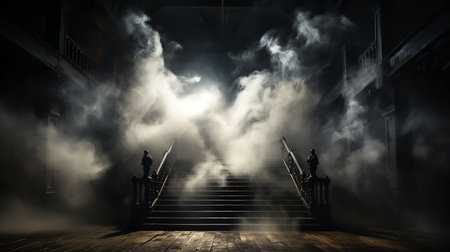 Abstract colored background from the two elements of smoke and water. Created with AI.の素材