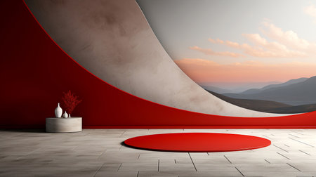Bright modern trendy red white gray artistic textured background for presentations, covers and banners. Generated by AI.の素材