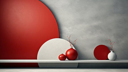 Bright modern trendy red white gray artistic textured background for presentations, covers and banners. Generated by AI.の素材