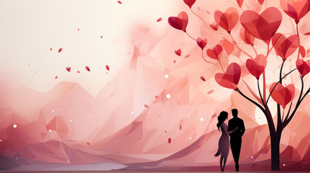 Vibrant modern trendy fashion art background for love presentations, covers and banners. Generated by AI.の素材