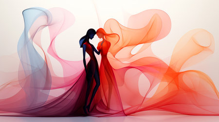 Vibrant modern trendy fashion art background for love presentations, covers and banners. Generated by AI.の素材