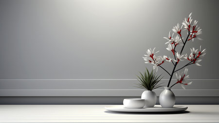 Pastel empty minimalist trendy artistic background for product presentations, covers and banners. Generated by AI.の素材