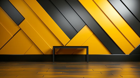 Bright yellow and black trendy artistic background for product presentations, covers and banners. Generated by AI.の素材