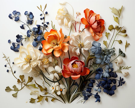 Beautiful bright floral design decor pattern on porcelain tiles, banner illustration, presentation. Created with AI.の素材