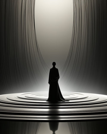 Minimalistic background in oriental philosophical style for a banner, presentation, vertical format. Generated by AI.の素材