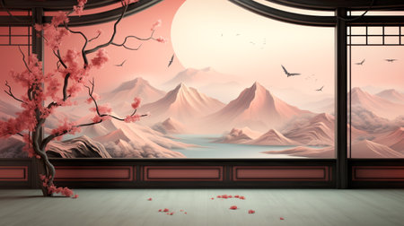 Minimalist pastel background for banner, presentation, website design. Generated by AI.の素材