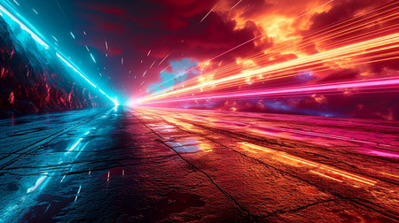 Abstract neon background in modern trendy style, illustration for banner, web presentation. AI generated.の素材