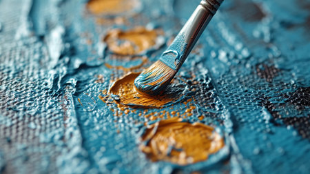 Colorful art illustration with brush on canvas painting, for banner, presentation background. AI generated.の素材