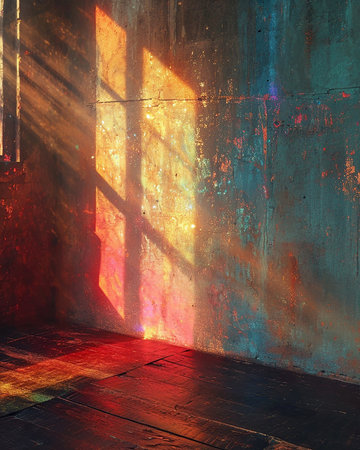 Psychedelic background with a textured wall, light and shadow patterns, illustration for presentation, website design. Generated by AI.の素材