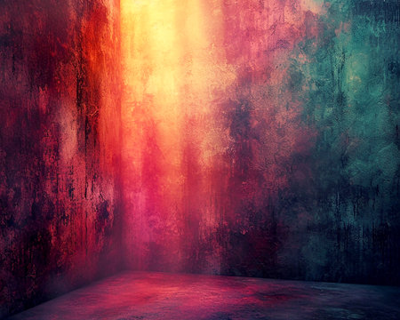 Psychedelic background with a textured wall, light and shadow patterns, illustration for presentation, website design. Generated by AI.の素材