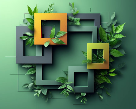 Modern shape picture, green illustration for the presentation of conservation of the earth's biosphere. Generated by AI.の素材