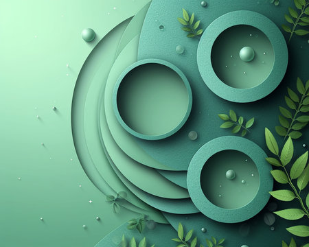 Modern shape picture, green illustration for the presentation of conservation of the earth's biosphere. Generated by AI.の素材