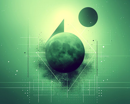 Modern shape picture, green illustration for the presentation of conservation of the earth's biosphere. Generated by AI.の素材