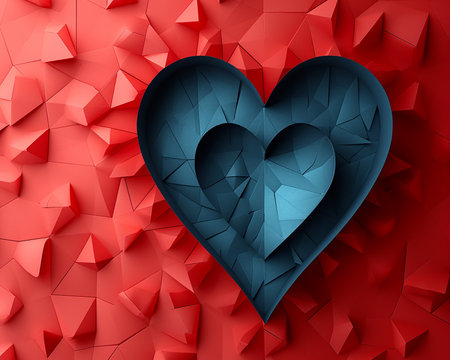 Greeting card with a heart, a picture on the theme of Valentine's Day, a presentation of love between people. Generated by AI.の素材